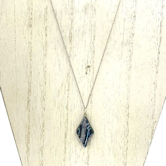 PC# 2 in 1 Reversible Sterling 925 Silver Necklace w/ Glass or Black Stone Penda - Picture 7 of 12